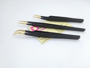 Vente chaude Or Noir Extension De Cils Pince À Épiler En Acier Inoxydable Droite Pointue Pince À Épiler Diamond Grip Extension De Cils - Product Image 4