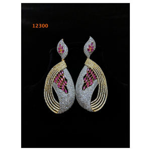Pendientes de aro hechos a mano con diamantes americanos, chapados en plata y oro para bodas y compromisos, hechos a mano en África - Product Image 1