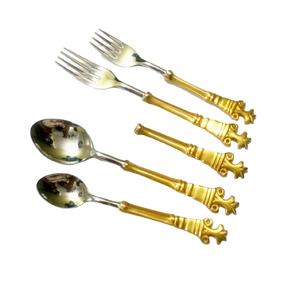 Artist-Designed <b>Gold</b> Stainless Steel Salad Tools New Kitchen Accessories Elegant Fork <b>Spoon</b> Cutlery Set Flatware Dinnerware - Product Image 1