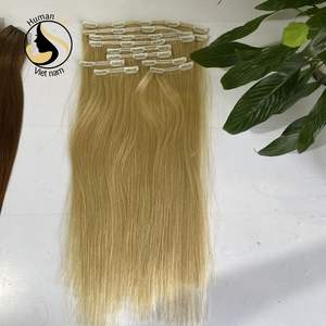 Extensions de cheveux naturels russes 100% — ali queen, cheveux humains vierges alignés, cuticules, à Clip, cheveux lisses, Double Drawn - Product Image 5