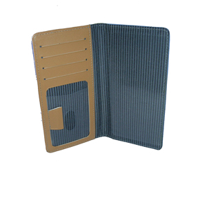 Housse de chéquier en cuir marron et bleu Design élégant de portefeuille pour une organisation facile - Product Image 1