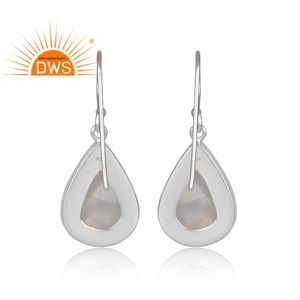 Boucles d'oreilles goutte d'eau en argent Sterling 925, boucles d'oreilles naturelles en forme de perle, lune arc-en-ciel, fabrication de bijoux, livraison gratuite - Product Image 3