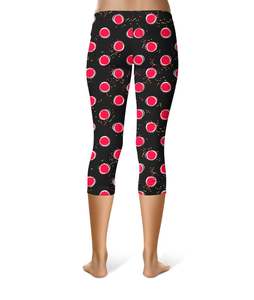 Leggings personalizados inspirados en Minnie con lunares dibujados a mano en negro - Leggings capri o de longitud completa - Product Image 5
