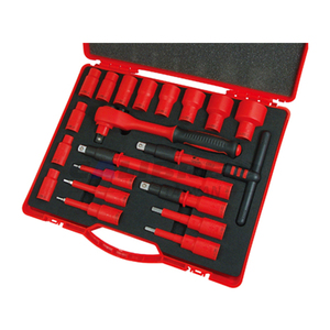 CALIBRE Auto Repair 20pc 1/2 Dr VDE Insulated Hand Tools Set with Hard Case OEM <b>Sockets</b> 10-32mm <b>Extension</b> Bars 130/250mm - Product Image 1