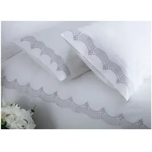 Embroidery Grey Floral Design Duvet Cover Set Embroidery Cotton Comforter Set Luxury Duvet Cover &Pillowcases Set