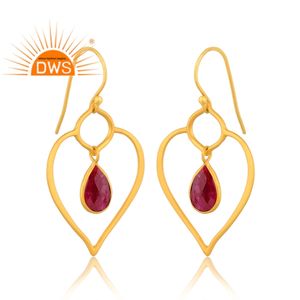 925สเตอร์ลิงเงินอัญมณีทับทิมธรรมชาติดีไซน์หัวใจต่างหูตุ้งติ้งผู้ผลิตเครื่องประดับ - Product Image 2