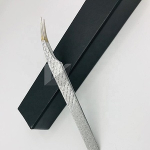 Pince à épiler à extension de cils en acier inoxydable avec logo personnalisé International Diamond Grip polyvalent professionnel - Product Image 6
