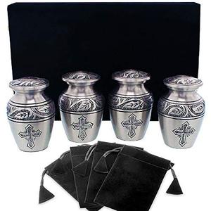 Juego de 4 recuerdos de mini urna de cremación de aluminio - Product Image 2