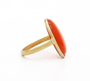 แหวนชุบทองสเตอริงแข็ง925อัญมณีคาร์เนเลี่ยนธรรมชาติพลอยรูปไข่สำหรับงานแต่งงานหรือปาร์ตี้ของขวัญ - Product Image 2