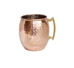 Taza para beber agua martillada de cobre Diseño maravilloso Forma redonda Taza de mula de Moscú con mango de latón a granel - Product Image 3