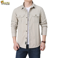 Chemise décontractée en coton à manches longues pour hommes, chemise tactique à manches longues pour la randonnée, la chasse, chemise habillée tactique