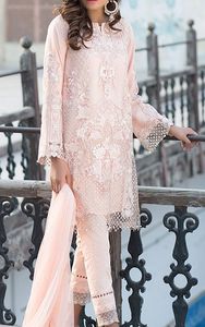 Elegant Stylish 2021 Long Kurta with Pant Beautiful Applique & Lace Decoration for Party or Wedding Wear - Product Image 2