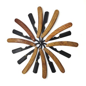 Mango de madera con logotipo OEM, afeitadora de barba, recta, personalizada, precio bajo, venta al por mayor - Product Image 6