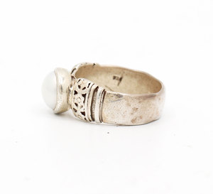 Anillo de compromiso de piedras preciosas de perlas de Plata de Ley 925 hecho a mano, conjunto de perlas de joyería fina Vintage para banda de boda, banda de promesa - Product Image 4