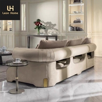Canapé de salon italien cuir véritable, confortable, 3 places, à sections, nouveau design
