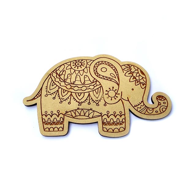 Elefante de madeira para decoração, design gravado a laser, forma e tamanho personalizado, elefante indiano para decoração da casa