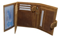 Dompet kulit pria, ramping, vertikal, lipat tiga, pemblokiran RFID, kuda gila, desain Vintage mewah, koin poliester, pendek terbuka