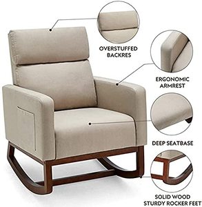 <span class=keywords><strong>Sillón</strong></span> con respaldo alto moderno, <span class=keywords><strong>balancín</strong></span> de tela cómodo, asiento acolchado, Base de madera, mecedora para sala de estar - Product Image 3