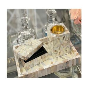 เตาเผาเครื่องหอมไม้ประดับมุก ชุดสองชิ้น ขนาดและรูปทรงแตกต่างกัน ราคาดีที่สุด - Product Image 3