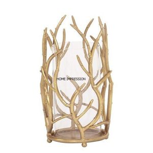 Candelabros de Lujo Dorados con Diseño de Asta de Ciervo, Portavelas de Vidrio para Mesa, Portavelas Altos Pintados a Mano en Venta - Product Image 1