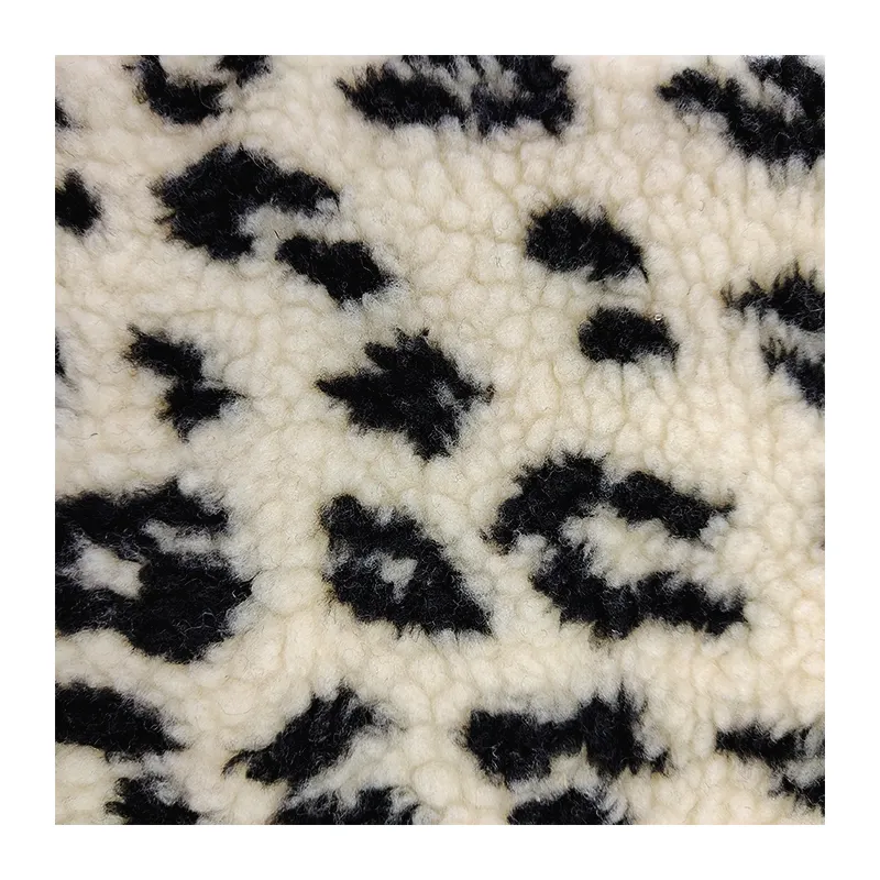 Polyester fleece monki leopard print fabric animal pattern plush fabric for winter brush sherpa jacket