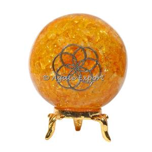 Vente en gros de sphères d'orgone en quartz doré Oeuf de pierre naturelle Pierre précieuse sculptée Orgonite Produits énergétiques Motif dégringolé Style d'amour - Product Image 2