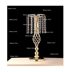 Centres de table au design merveilleux, centre de table en métal et cristal couleur or, centres de table de mariage de taille et de forme personnalisées - Product Image 1