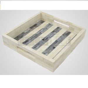 Handcrafted Bone Inlay Serving Tray Decorative Organizer Coffee Table |Display Platter Luxury Home Accent Decor Piece Collection - Product Image 1
