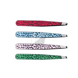 Pinces à épiler professionnelles de haute qualité en acier inoxydable à pointe inclinée, revêtement multicolore, finition miroir, logo personnalisé, durabilité - Product Image 2