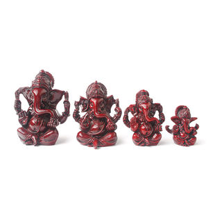 Antique Red Resin <strong>Ganesh</strong> <strong>Statue</strong> 4 Sizes Buddhism Style Hand-painted Artistic Home Decoration Hot Sales - Product Image 3