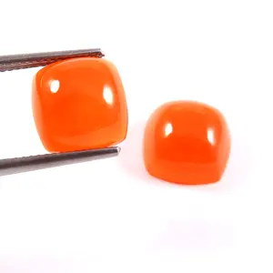 Natural AAA Quality Red Onyx Gemstone Cabochon 1 pair 15x15 mm Cushion smooth cabochons Loose Gemstones calibrated pair of same