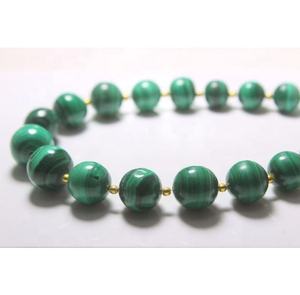 Perles rondes lisses en malachite naturelle faites à la main, 9x12mm, environ 4 pouces, pierres précieuses vertes, brins de haute qualité - Product Image 3