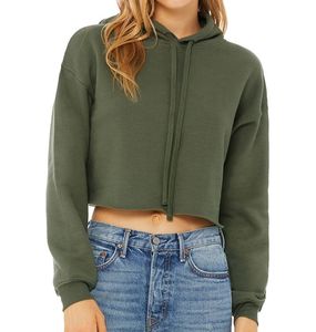 Sweat à capuche court pour femme en molleton 100% coton de haute qualité, chaud, personnalisable (imprimé et brodé), vente en gros, streetwear - Product Image 4