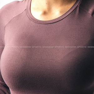 Camiseta de manga larga recortada para mujer, ultra elástica, de la más alta calidad, ropa de entrenamiento efectiva, cobertura Extra, longitud corta - Product Image 5