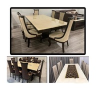Ensemble de table et chaises de salle à manger de style élégant, en teck sculpté à la main, mobilier moderne de luxe pour la maison, durable, taille et couleur personnalisables