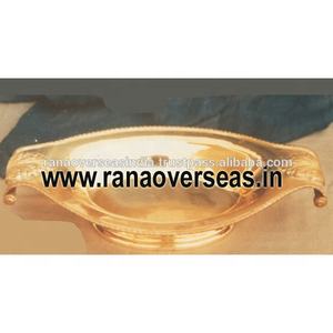 Plat de service en forme de bateau, plat en laiton avec Base pour vaisselle, articles d'hôtel, articles à domicile et Restaurant - Product Image 1