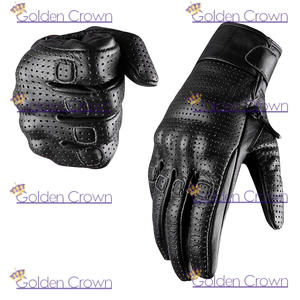 Leather Motorcycle Motorbike Perforated Vented Cruiser Gloves - Product Image 3