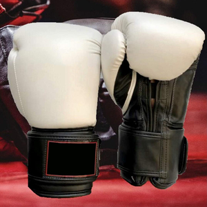 นวมต่อยมวย PU แบบเรียบสีขาวและดำ,ถุงมือต่อยมวยแบบกำหนดเองได้สำหรับทุกเพศ - Product Image 3