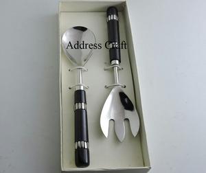 Ensemble de serveur de salade de haute qualité outils de salade multifonctionnels en acier inoxydable grande poignée cuillère de service ensemble de fourchette vaisselle en métal - Product Image 5