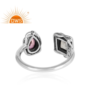 Pink Topaz Rainbow Moonstone <b>Ring</b> <b>Indian</b> Oxidized 925 Sterling Silver Designer <b>Ring</b> Jewelry Manufacturer Classic Collection - Product Image 4