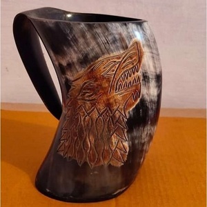 Tasse en corne naturelle de buffle viking et tasse en corne de bière - Product Image 2