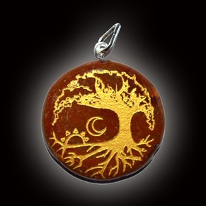 Get Good Quality of Red Jasper Moon <b>Tree</b> Pendants : Red Jasper Moon <b>Tree</b> Pendants for Sale Engraved Healing Stone Pendant - Product Image 1