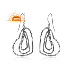 New <b>Heart</b> Shaped Design Dangle <b>Earrings</b> Jewelry Wholesaler Oxidized 925 <b>Sterling</b> <b>Silver</b> Dangle <b>Earrings</b> Birthday Jewelry - Product Image 2