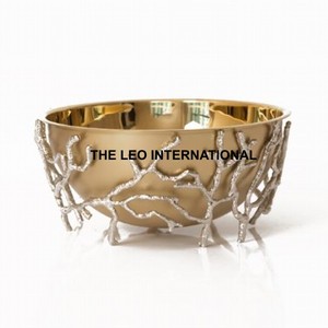 Cuenco decorativo chapado en oro interior de Color esmaltado, cuenco fabuloso de lujo de Metal de aluminio de forma redonda - Product Image 2
