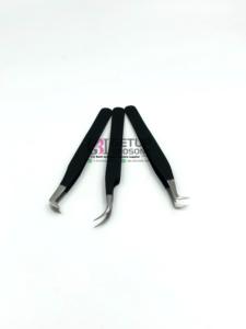 แหนบต่อขนตาสแตนเลสโค้งเคลือบผงสีดำพร้อมโลโก้ของคุณเอง - Product Image 3