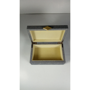Factory Price 0.24x0.15x0.09 <b>Wooden</b> <b>Edge</b> Diamond Lock Brass Shagreen box - Product Image 6