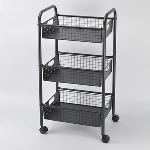 <b>3</b>-<b>Tier</b> Metal Mesh Wire Storage Basket <b>Trolley</b> Cart with Panel Design Multi-Function - Product Image 3