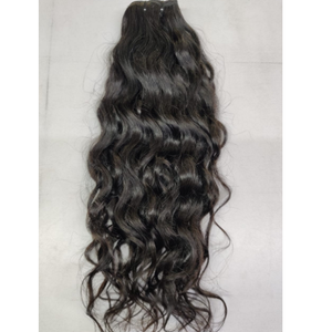 Extension de cheveux indiens bruts 100% personnalisée pour femmes, cheveux ondulés naturels à cuticule alignée, trame unique, fabriqués à partir de cheveux humains - Product Image 1