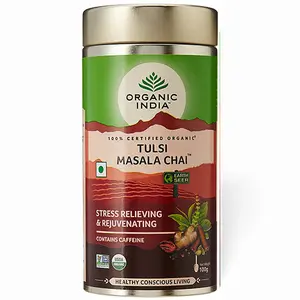 유기농 인도 Tulsi Masala Chai (100g) -허브 마살라 차-tulsi와 유기농 마살라 차