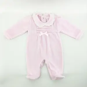 透气舒适240G/M2天鹅绒全季婴儿套裤，适用于0-6米婴儿睡衣